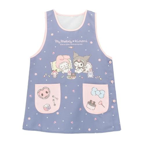 ON NISHIKI My Melody & Kuromi Apron for Nursery Teachers, Side Buttons, Quick-Drying, Wrinkle-Resistant, Women's Character Apron (09 Navy/ML/43376)
