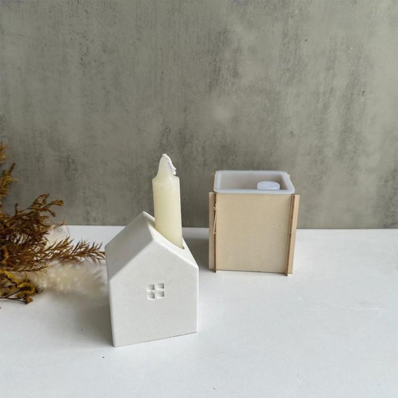 Candle Stand Mold House Shaped Candle Holder Silicone Mold for Making Candle Holder Ornament, DIY Resin Casting Molds