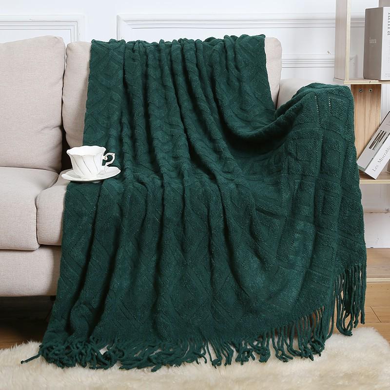 Bohemian Knitted Throw Blanket for Bed, Sofa, or Office Nap