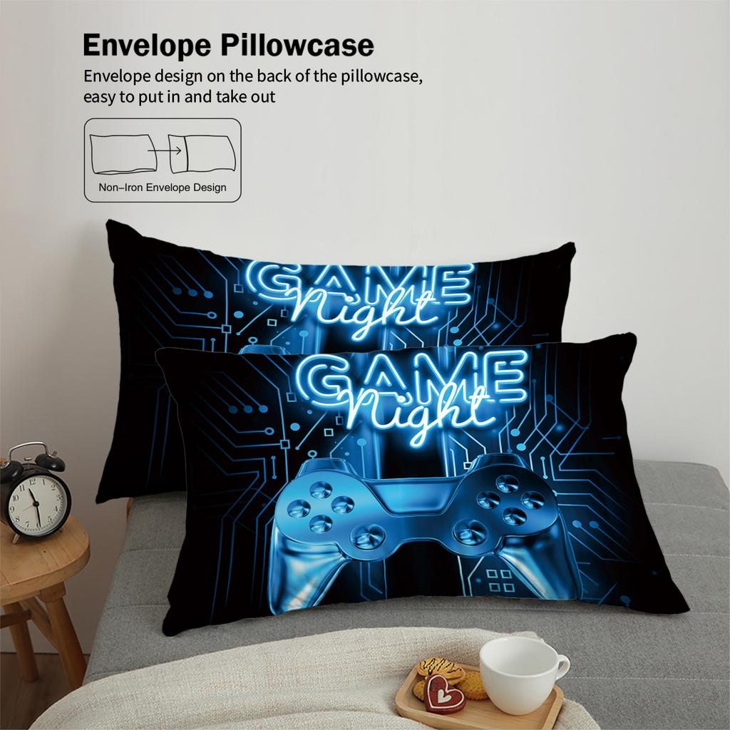3 pieces of down printed duvet cover set with game controller pattern (1 duvet cover+2 pillowcases, without core), soft bedding