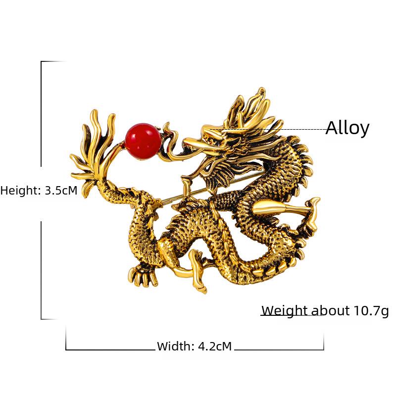Niche Creative Unisex Zodiac Dragon Brooch – New Chinese Style High-End Jacket & Suit Accessory