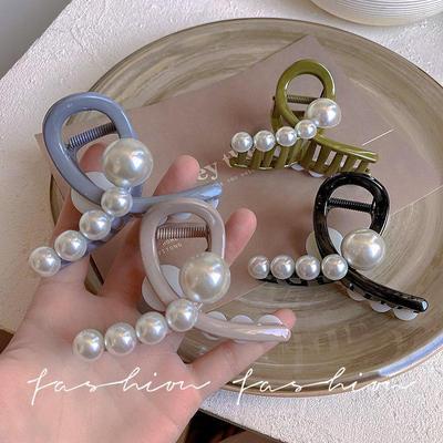 Acrylic Pearl Hairpin for Women - Chic Ponytail and Shark Clip Hair Accessory