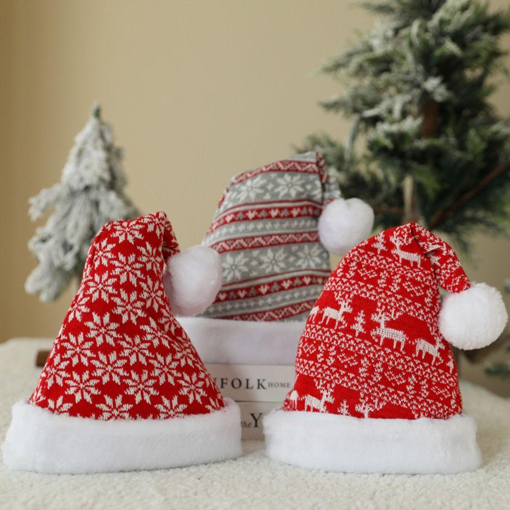 Snowflake Santa Claus Hat Elk Knitted Beanie Hat Gift Christmas Hat Adult