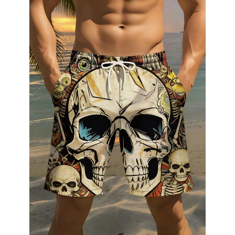 Men s beach shorts, graphic print, M