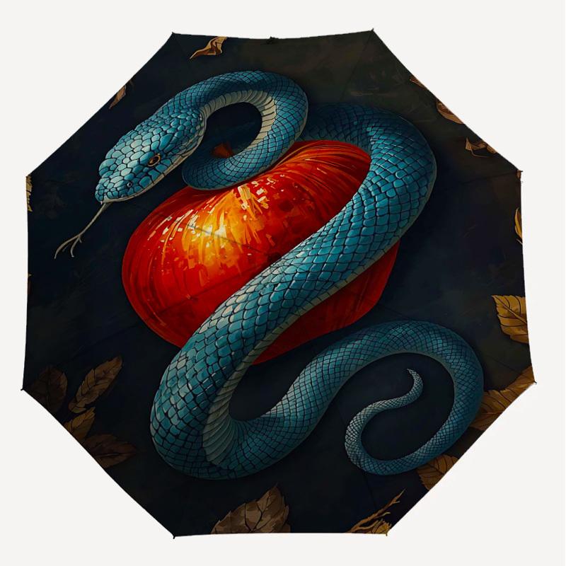 1PC Snake Heart Umbrella-8-Rib Reinforced Portable Folding Travel Suitable for All Seasons Outdoor Daily Use-J387
