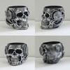 Resin Skull Planter Steampunk Machinism Human Skull Plant Pot Gothic Flower Vase with Drainage Hole for Home Office Decor