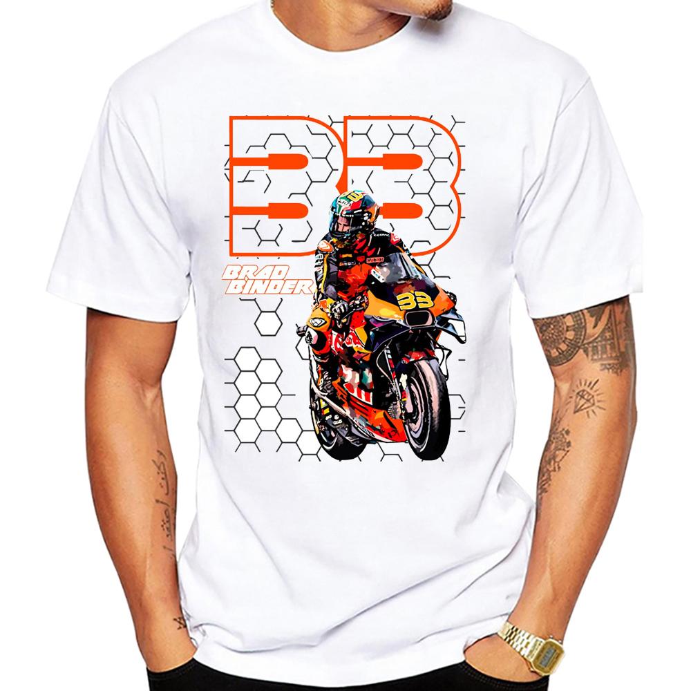 Brad Binder 33 GP Fahrer T-Shirt Neu Sommer Herren Kurzarm Moto Sport Junge Lässige T-Shirts Herren Motorradfahren Liebhaber Weiß Tops