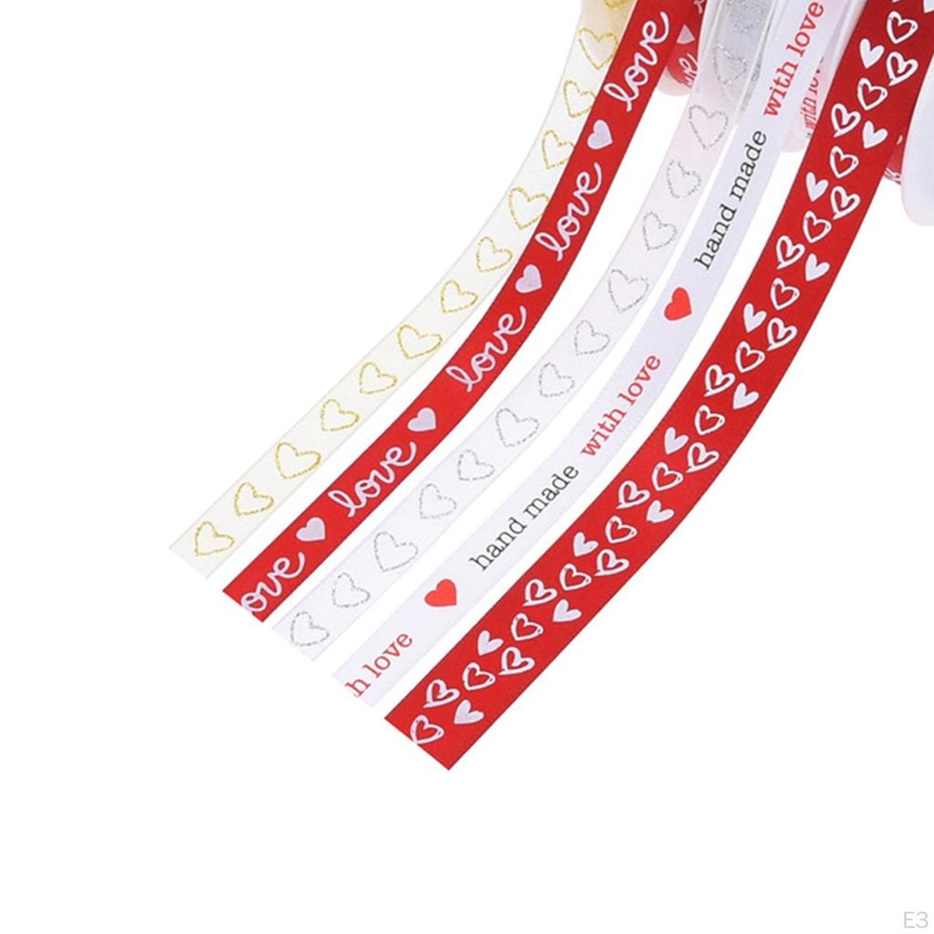 Day Assorted Heart Printed Ribbons for DIY Holiday Wedding