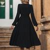 New autumn women's black split-ended long-sleeved dress