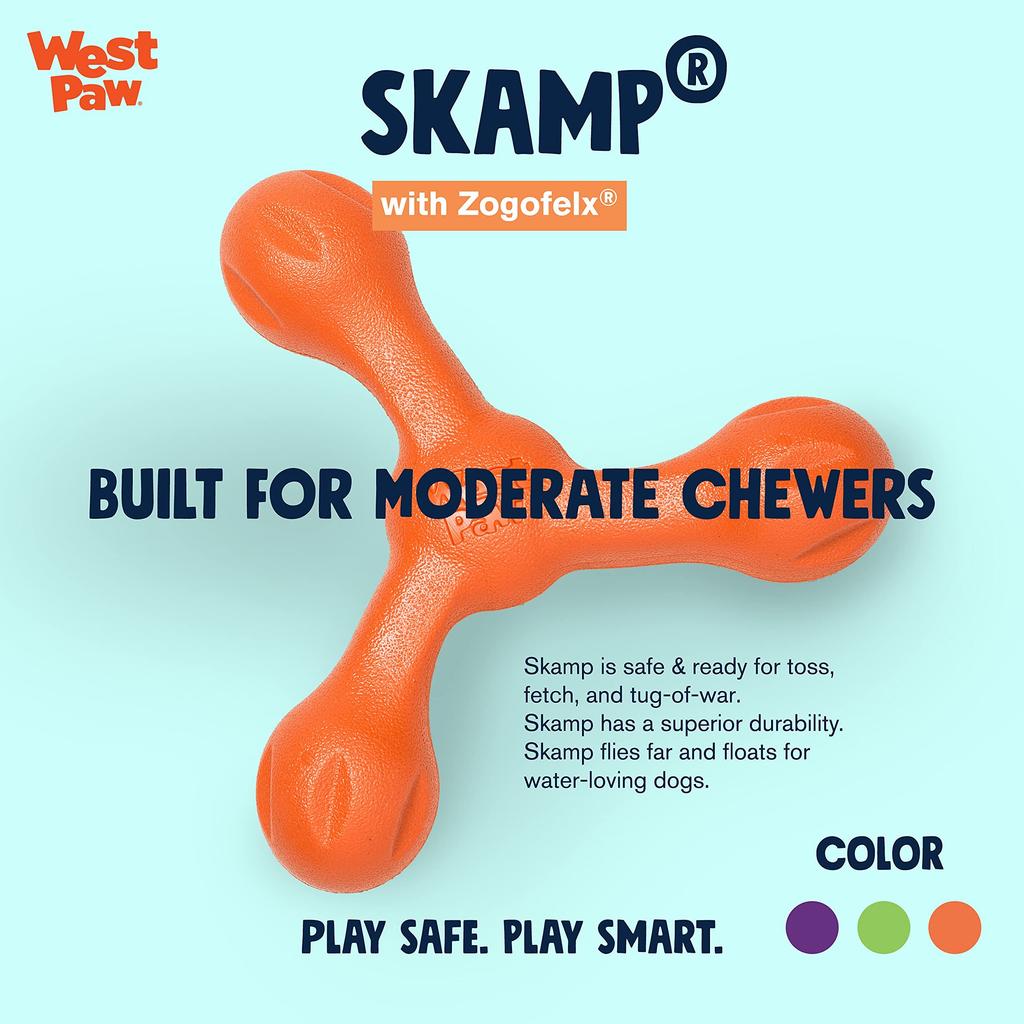 West Paw Zogoflex Echo Scamp Melon Dog Toy (Orange)