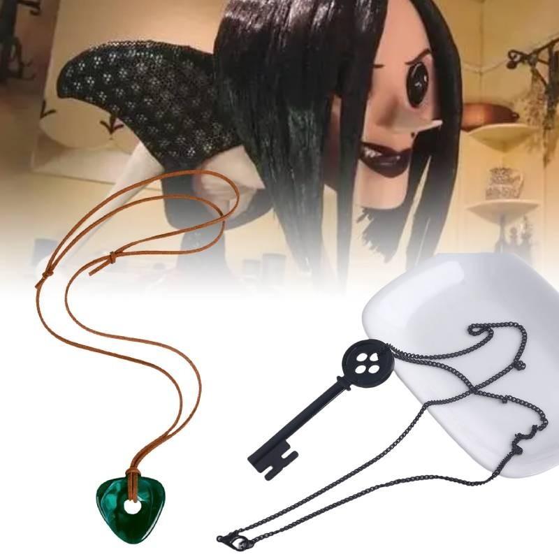 Cartoon Coraline Necklace Key Pendant Alloy Resin Material Children Gift Fans