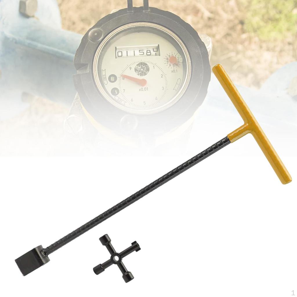Steel Water Meter , T Handle for Shutoff Valves, Utility Wrench Underground Faucets
