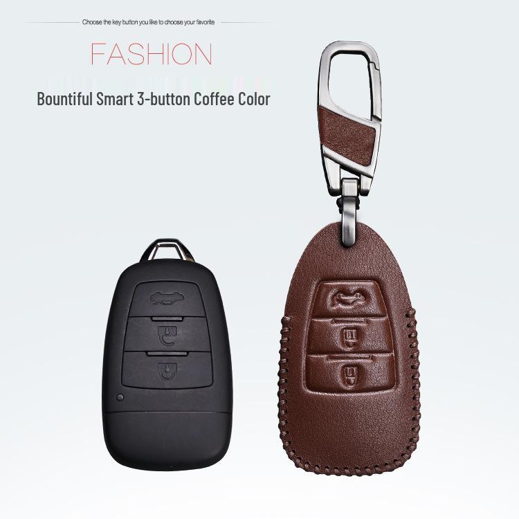 Genuine Leather Key Cover for 2019 Benteng X80 Car - Men's Key Bag with Buckle