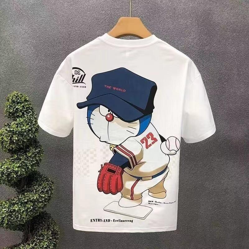 Cool Handsome Cartoon Printed Men'S Short-Sleeved T-Shirt Summer Half-Sleeved Men'S Clothing Handsome Trendy T-Shirt Men'S Top