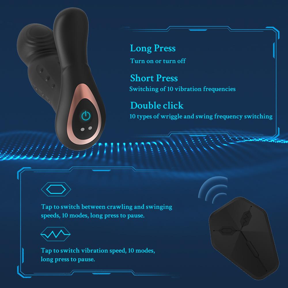 Male Thrusting Prostate Massager Rotating Anal Vibrator Butt Plug Testicle Stimulator Delay Ejaculation Ring Sex Toys For Men