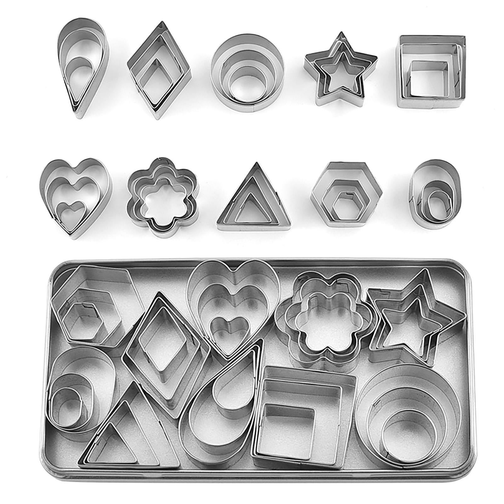 

30Pcs Metal Cookie Cutters Various Shapes Stainless Steel Box Packed Metal Biscuit Cutters for DIY Cake Chocolate Baking