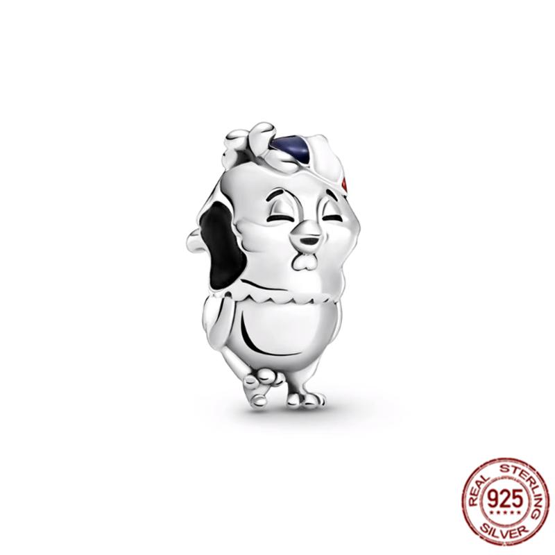 New S925 Sterling Silver Pet Cat Dog Fox Owl Turtle Animal Series Elephant Charm Bead Fit Original Bracelet DIYJewelry