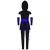 Costume Cosplay Ninja Unisex per Bambini Top con Cappuccio Stampa Drago Ampia Fascia Fondo Spaccato Set Guanti Pantaloni