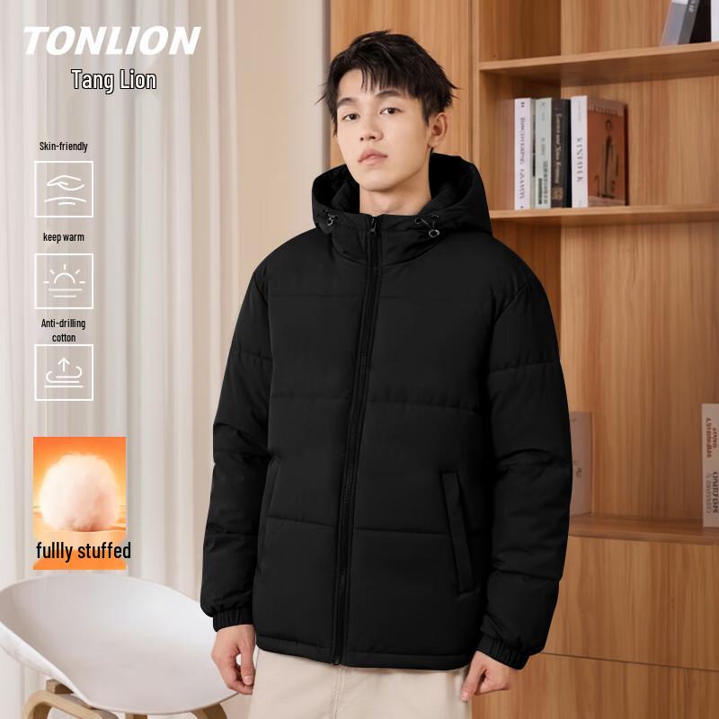 

TonLion Men s Fleece-Lined Hooded Winter Jacket L