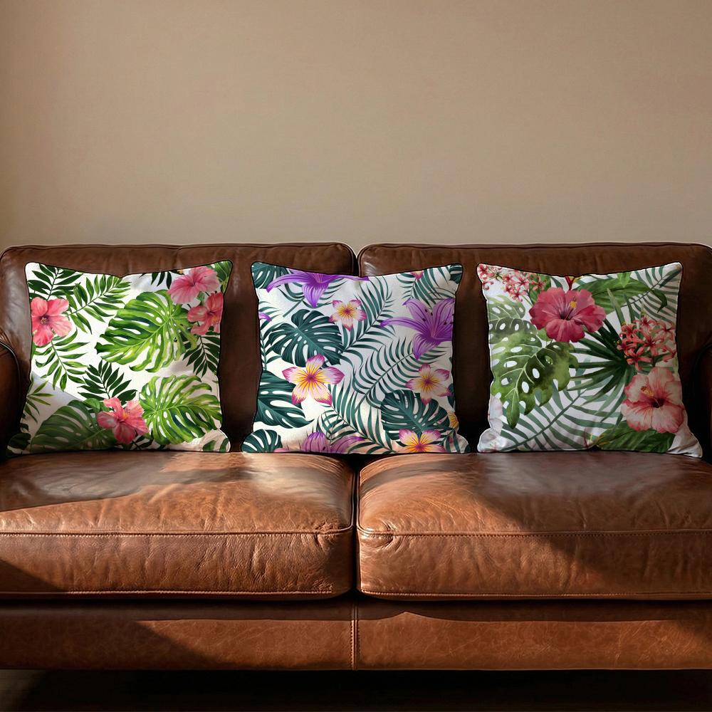 Tropical Leaves Series Cushion Cover Soft Reversible Durable Pillow Cover MultiScene Use for Home Car Daily Comfort
