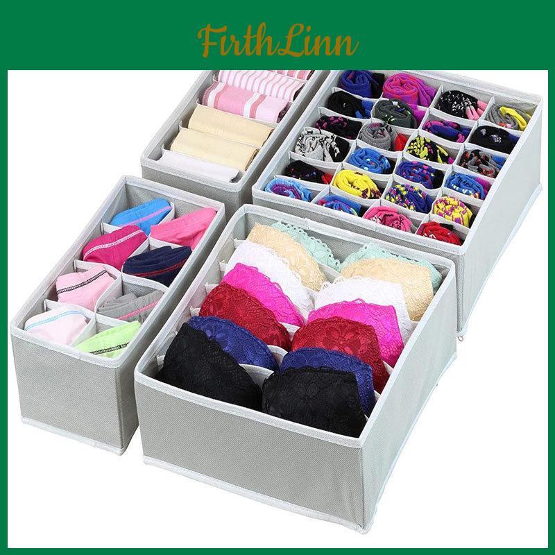 4pcs Organizer Set Box Bra Underwear Houseware Drawer Divider Storage Drawer Grid Storage Box