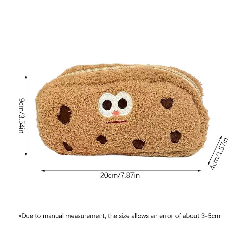 Cartoon Cookies Plush Pencil Case Cute Stuffed Pencil Bag Kawaii Stationery Storage Bag Portable Travel Cosmetic Bag