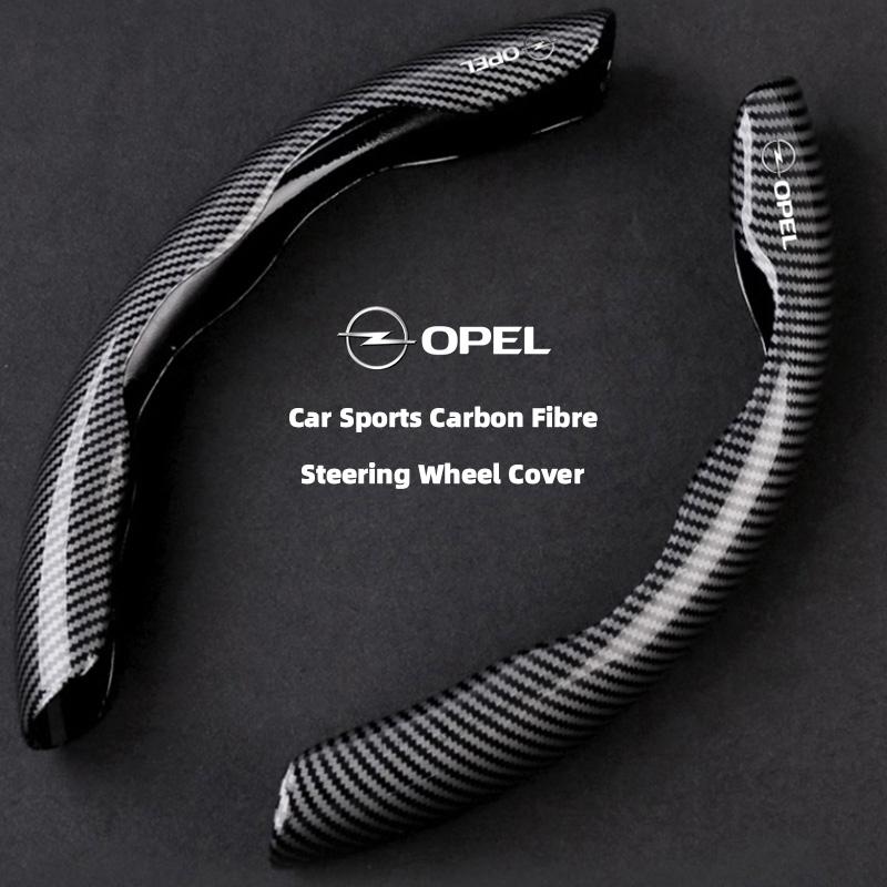Car Sports Carbon Fibre Steering Wheel Cover Accessories For Opel Astra Grandland Corsa Mokka Frontera Insignia Zafira Vivaro