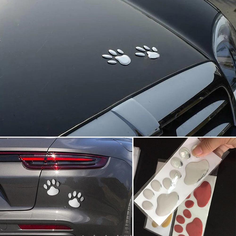 2Pcs/Set Car Stickers and Decals Paw 3D Animal Dog Cat Bear Foot Prints Footprint Decal Car Sticker Silver Red Black Golden