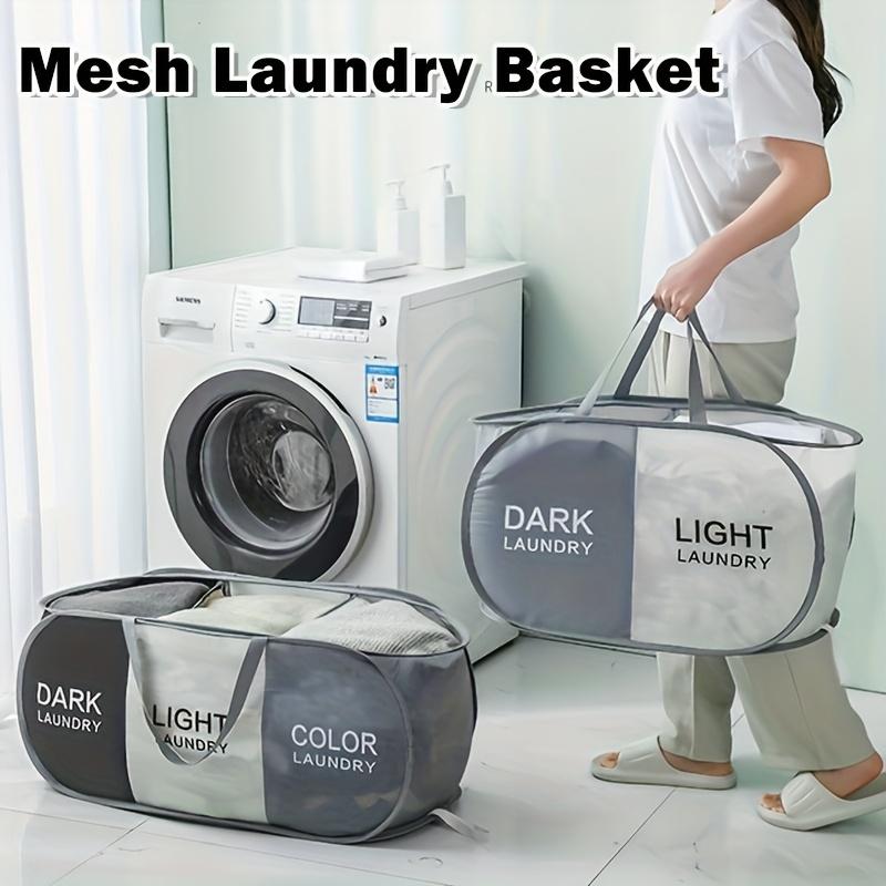 1pc Folding Classified Laundry Basket Breathable Separated Dirty Clothes Storage Basket with Handle Large Capacity Laundry Bag