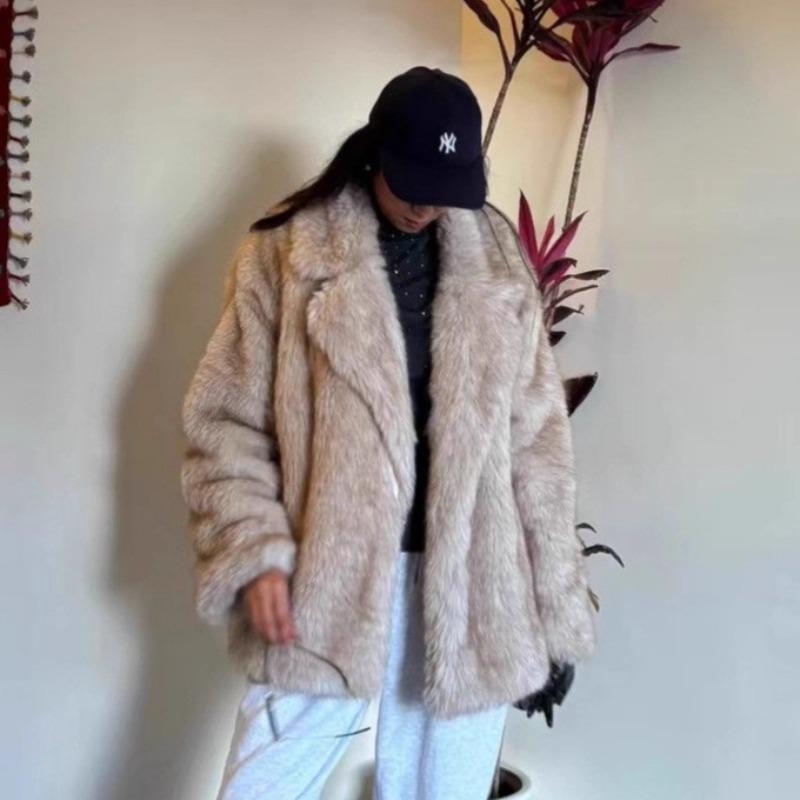 

Осенне-зимняя утолщенная куртка из лисьего меха, легкий темперамент, средней длины, экологичная меховая куртка, уличная плюшевая куртка для женщин L
