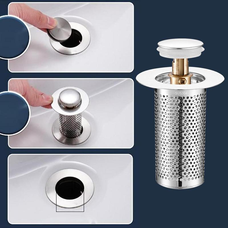 Bathroom Sink Plug Stopper Pop-Up Sink Drain Strainer Plug Sink Strainer Filter Sewer Device Shower Hair Stopper Bathroom Tool