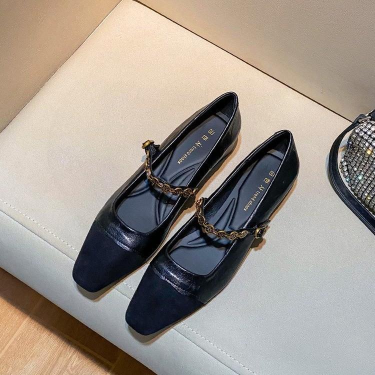 

Retro one-word buckle with Mary Jane 2025 new black suede soft leather high heels women s shallow commuter shoes 35 чёрный