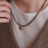 Versatile Little Elephant Pendant Necklace: Mixed Stone Beads & Dopamine Boosting Layered Chain