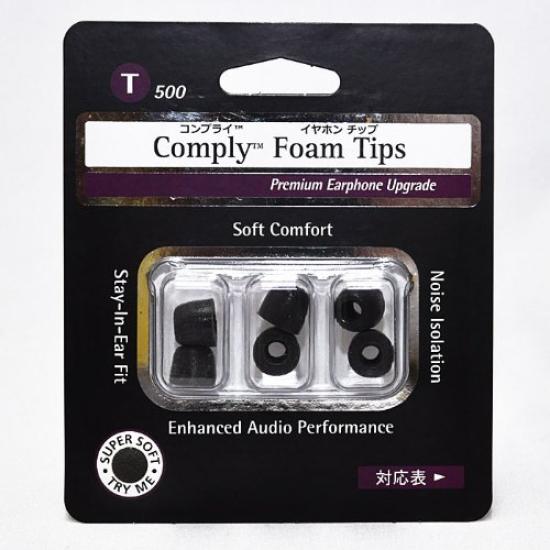 Comply Standard Comfortable Black T-500 Eartips, Sound-Isolating, Fit, Anti-Slip, HC17-50121-04, L,