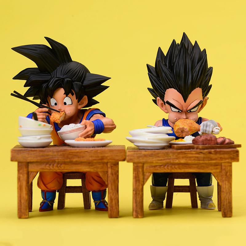 Toys Model Dragon Ball Z Vegeta Figure Son Goku eating 8cm Pvc Action Figures Collection For Christmas Gifts Children