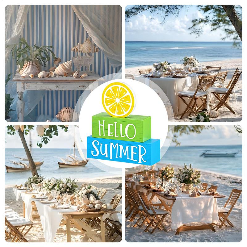 Hello Sign Lemon Sign Rustic Colorful Tiered Tray Board Freestanding Holiday Ornament For Home Tabletop Centerpiece Mantel Desk