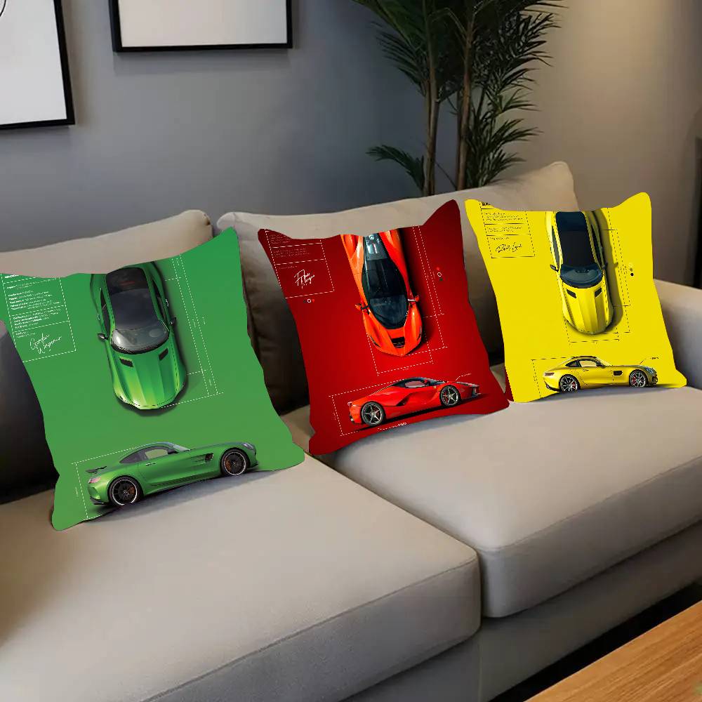 Colorprint Cars Pillow Case Square Pillow Bedroom Sofa Leisure Comfort Cushion Car Living Room Home Decoration