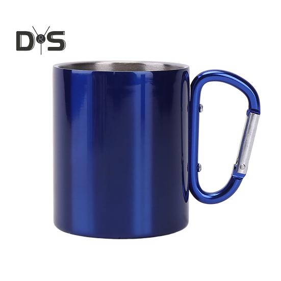 

Чашка из нержавеющей стали 220 мл, двухслойная чашка для кемпинга, путешествий, ручек, карабинов, походов, переносных чашек, кружек для чая и кофе на открытом воздухе синий