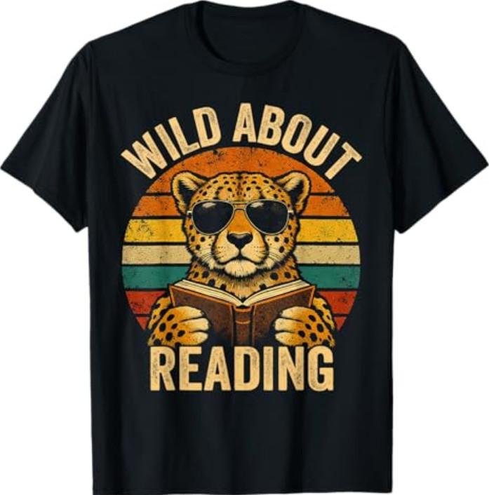 Boys Animal Print Clothes Wild About Reading Cheetah Book T-Shirt