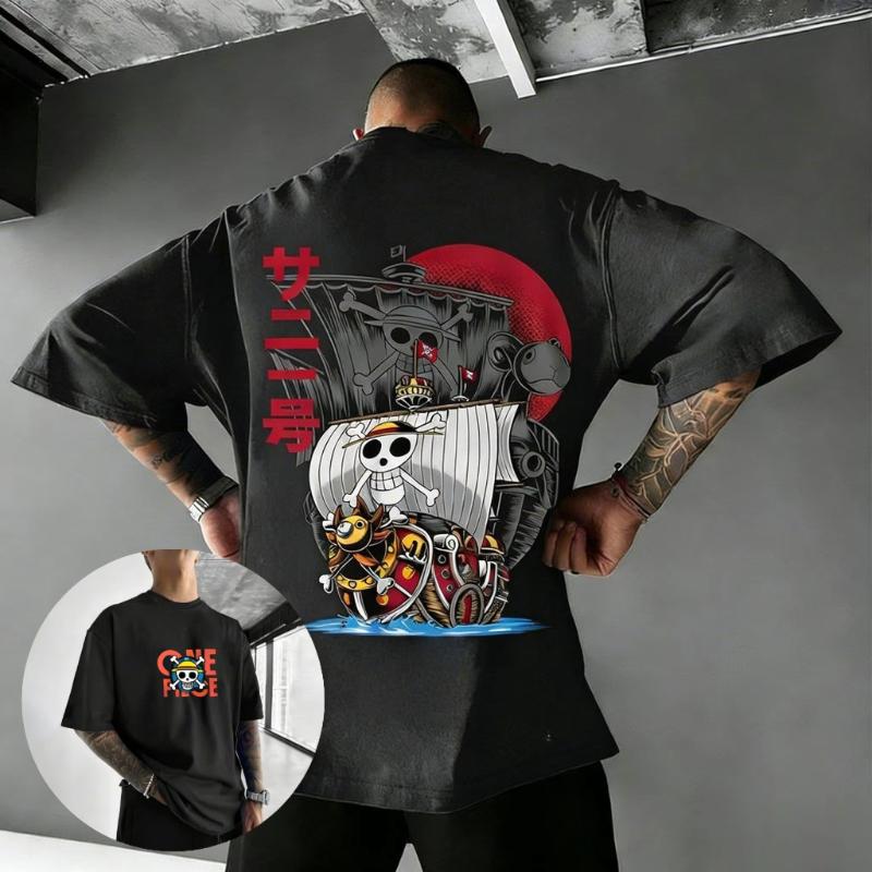 One Piece Anime T Shirt Men Women 2026 Summer Cotton Short Sleeve Tee Ship Skull Print Streetwear Casual Tops Manga Graphic Tee