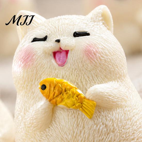 Healing Style Table Decor 4Pcs Mini White Kitten Figurines, Resin Cute Cat Statues, Miniature Ornaments Statues for Micro Landscape, Fairy Garden, DIY