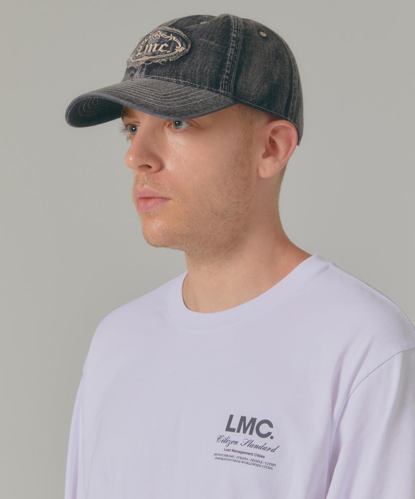 LMC Washed Denim Gothic Oval 6Panel Cap Dark Navy