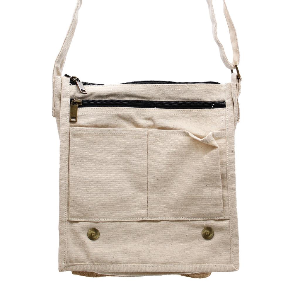 Messenger Bag Cotton Canvas Natural Jute
