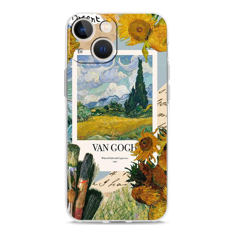 Phone Case For iPhone 15 14 13 12 Mini 11 Pro Max XS X XR 7 8 Plus Clear Shockproof Silicone TPU Cover Starry sky van gogh art