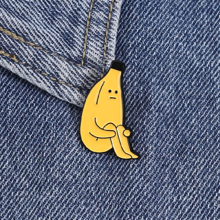 Unusual Sitting Banana Man Brooch Sturdy Alloy Pin To Showcase Your Playful Side