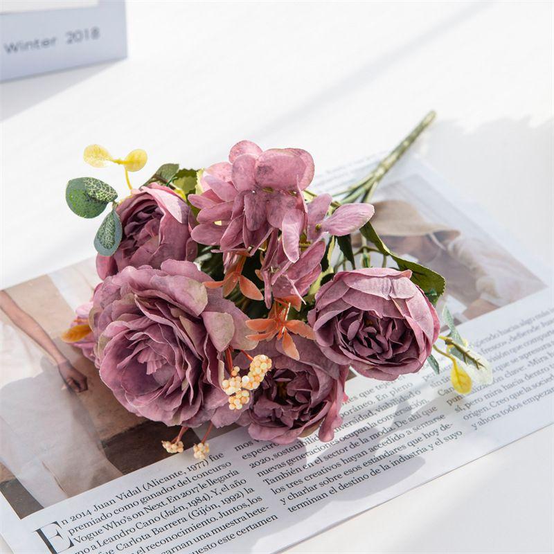 High Realistic Artificial Silk Flowers Fake Roses Bunches For Photography Props