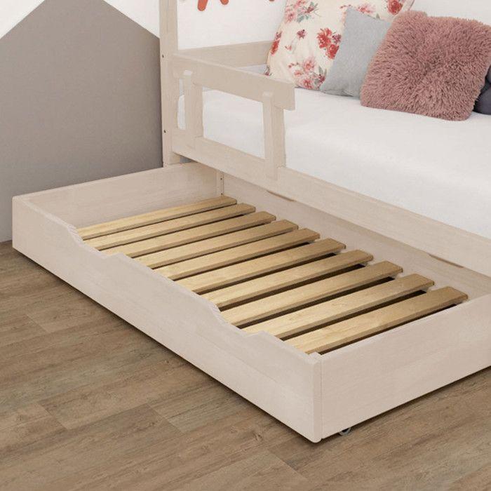 Tiroir de lit 80 x 200 avec sommier BUDDY - beige