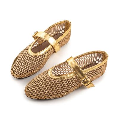Fashion Brand Designer Mesh Hollow Flats Shoes Women Light Comfort Walking Shoes Elegant Loafers Ballet Shoes Summer Mary Janes Sandals
