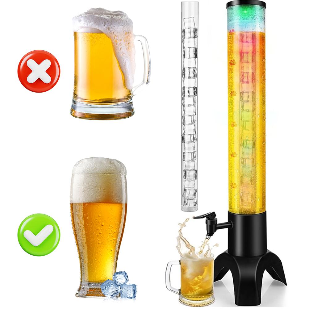 3L Beverage Dispenser Shockproof Wear-resistant Beer Tower Colorful Lights Tabletop Liquor Dispenser Bar Accessories