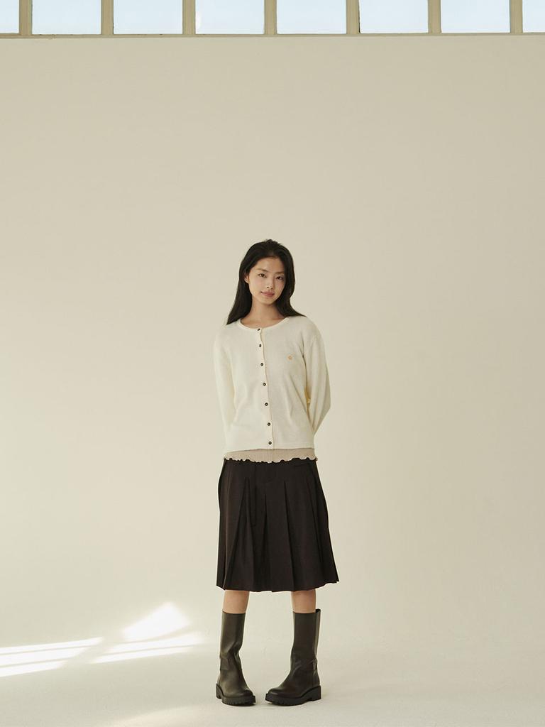 NOUVE Wool Round Soft Cardigan - Ivory